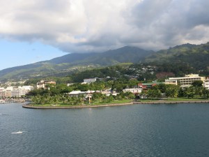 Island of Tahiti from on board ship